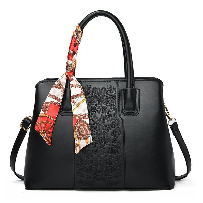 

Trendy Medium Sized Handbag With Unique Stitching And Pocket For Everyday Use Black