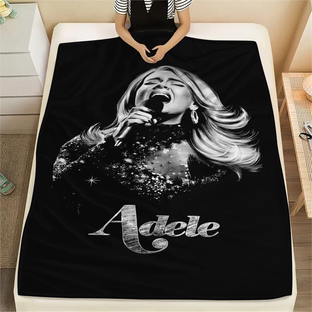 1PC Adele Print Flannel Blanket, High quality All Seasons, Home Decor, Warmth and Comfort, Perfect for Christmas Gifts