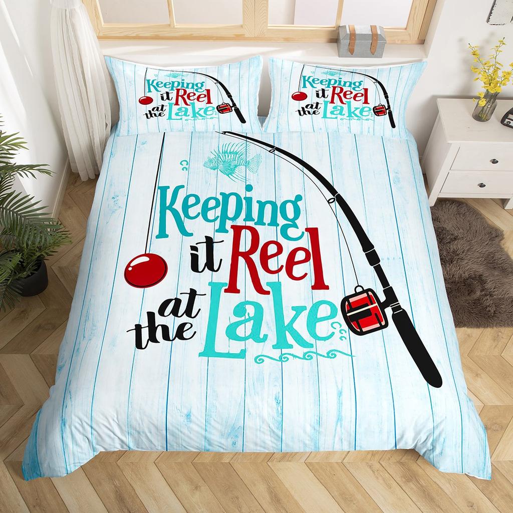 Homewish Rustic Lake House Duvet Cover Set For KidsWooden Plank Bedding SetFarmhouse Lodge Cabin Bed Set