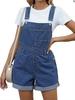 Damskie sprane niebieskie dżinsowe ogrodniczki z regulowanymi ramiączkami i podwiniętymi nogawkami