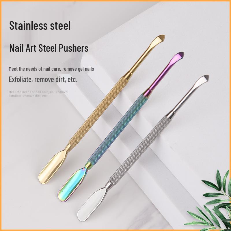 Stainless Steel Double-Ended Nail Cuticle and Polish Remover Tool with Bent Head