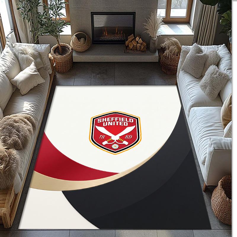 Sheffield United Football Print Crystal Velvet Rug, Comfortable Water Absorbent Non Slip Indoor Floor Carpet