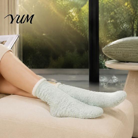 Warm Winter Gift for Women Thickened Plush Socks Women, Soft Coral Fleece Slipper with Loose Circulation Towel Bottom Cushioning, Thermal Floor Autumn
