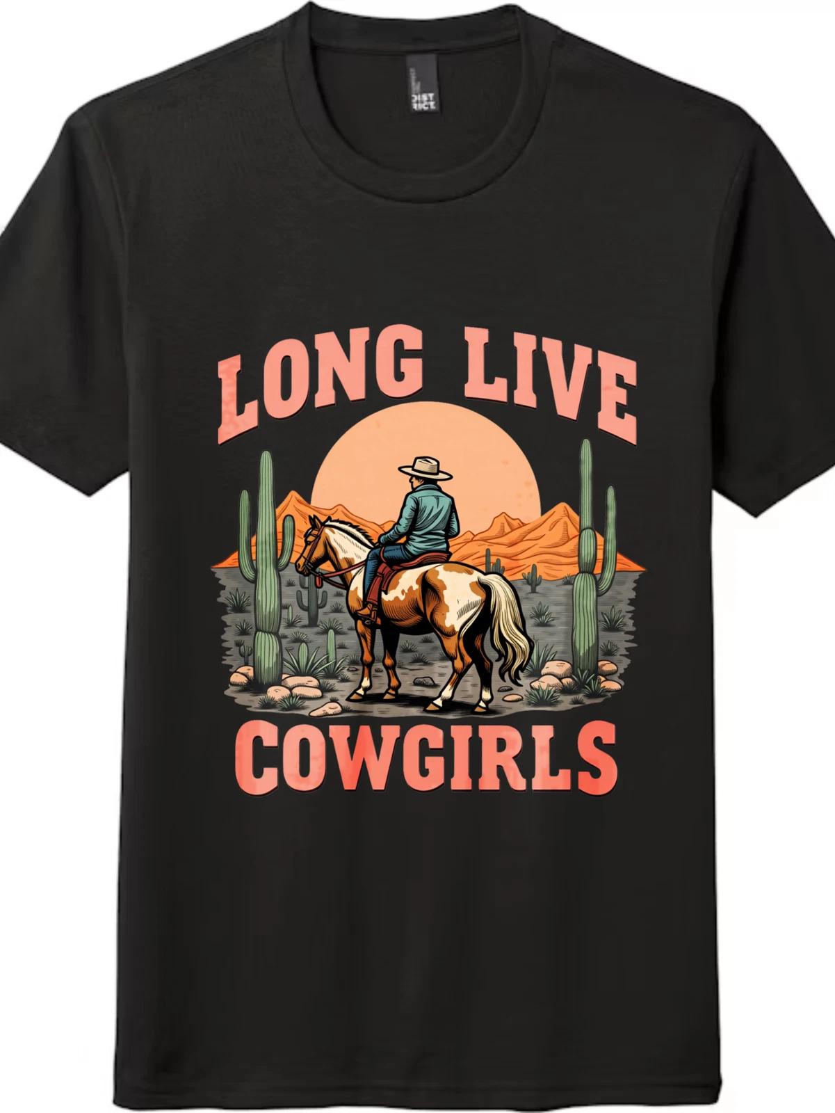 Long Live Cowgirls Desert Cowgirl T-Shirt - Unisex Western Graphic Tee XL