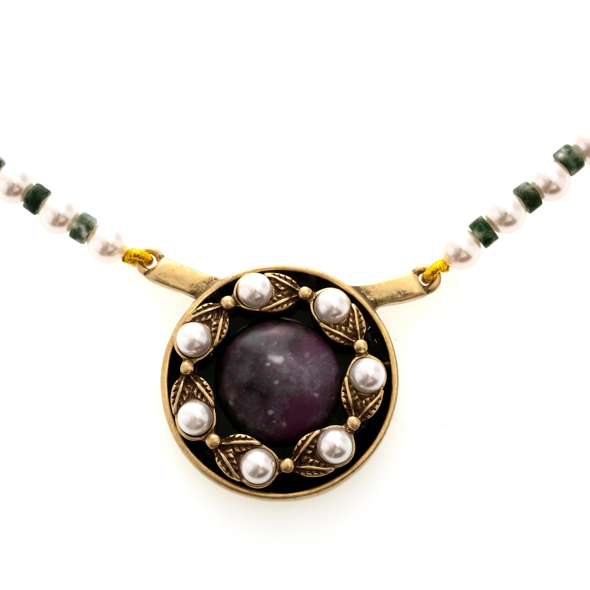 Medieval Vintage Jewelry Purple Agate Necklace Light Luxury High-End Design Beaded Necklace