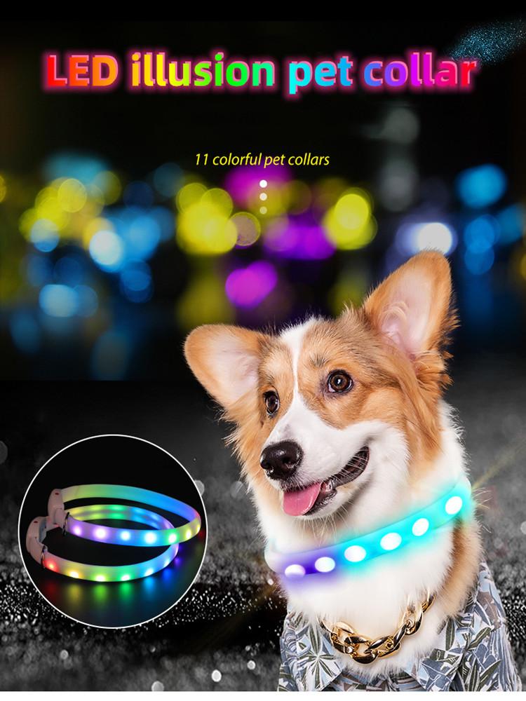 Led Dog Collar Pet Dog Collar Night Puppy Pet Cats Collars Glowing Luminous USB Rechargeable Night Safety Flashing Glow Color