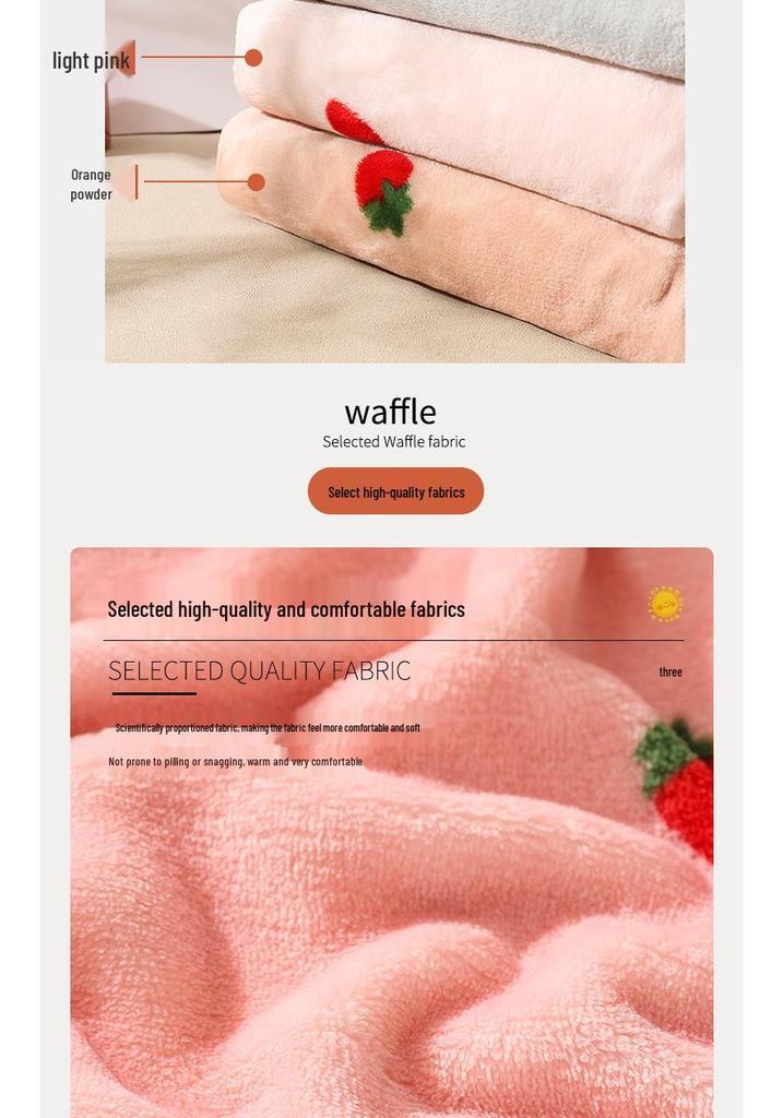 Women's Coral Fleece Strawberry Pajama Set - Cozy Warm Autumn/Winter Loungewear for Girls
