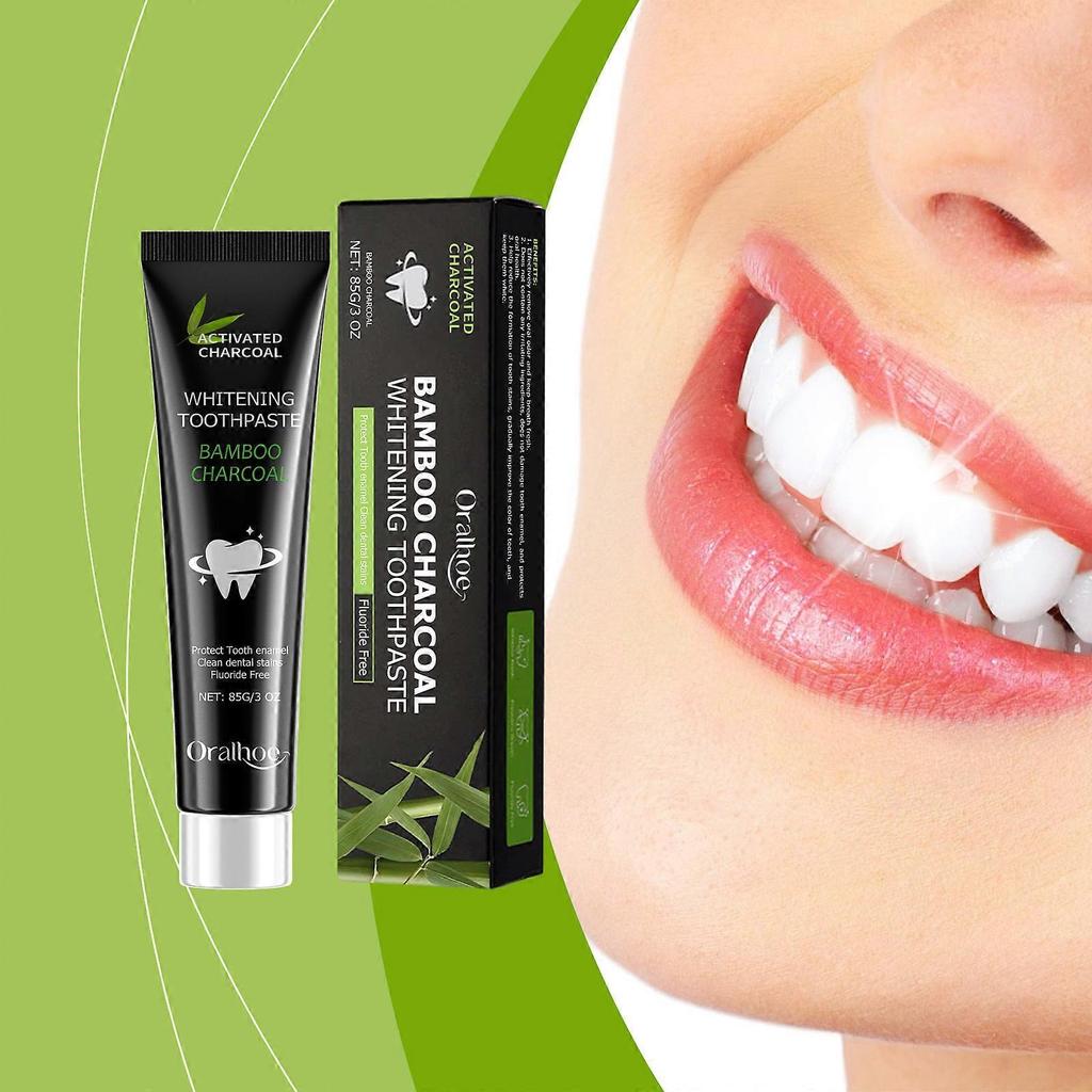 Bambuskohle Zahnpasta für frischen Atem, Aufhellung der Zähne und Entfernung von gelben Zahnverfärbungen Zahnpasta