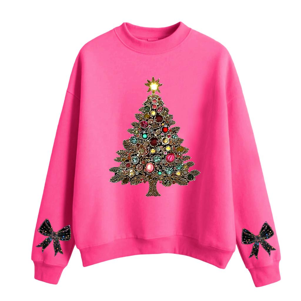 Women's Fashion Casual Round Neck Long Sleeve Christmas Printed Sweatshirt