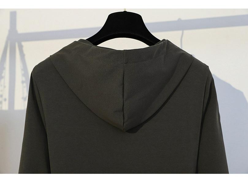 2023 Autumn Hooded Zipper Slit Dress for Women - Large Size, Slimming, Belly-Covering, Age-Reducing Style