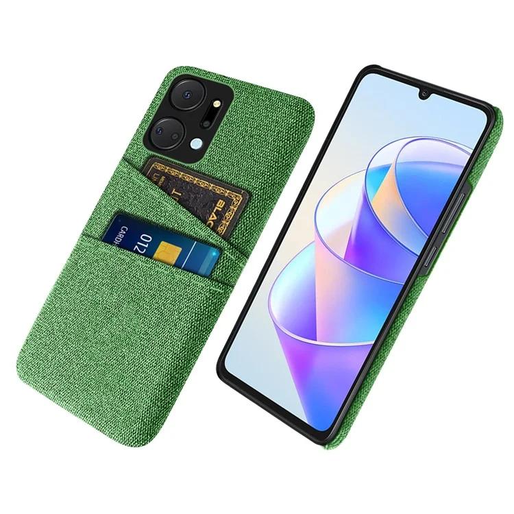 For Honor X7a 5G Anti-Dust Cloth Texture Phone Cover Cellphone Protective Case with 2 Card Slots