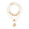 Fashion Vacation Layered Shell Conch Pendant Metal Chain Necklace For Women
