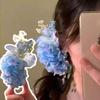 Herbstliches Temperament Blaue Blume Haarklammer Entenschnabel Seitenhaarspange Spangen Reise Party Haarschmuck