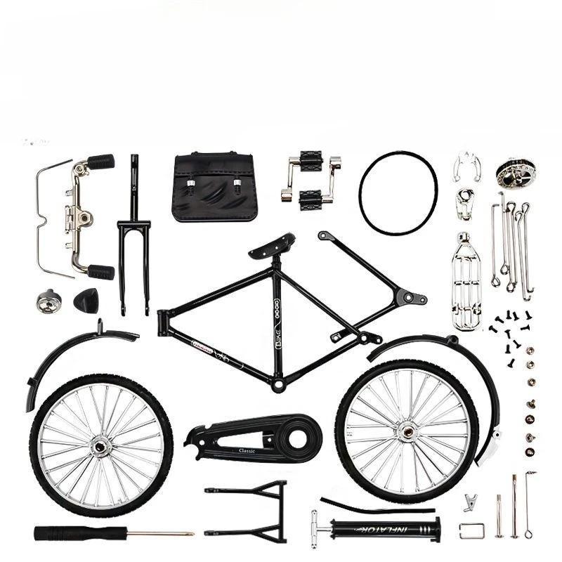 Mini Bike Model Alloy Bicycle Metal Bike Sliding Assembled Version Simulation Collection Gifts for Children DIY Assembling Toys