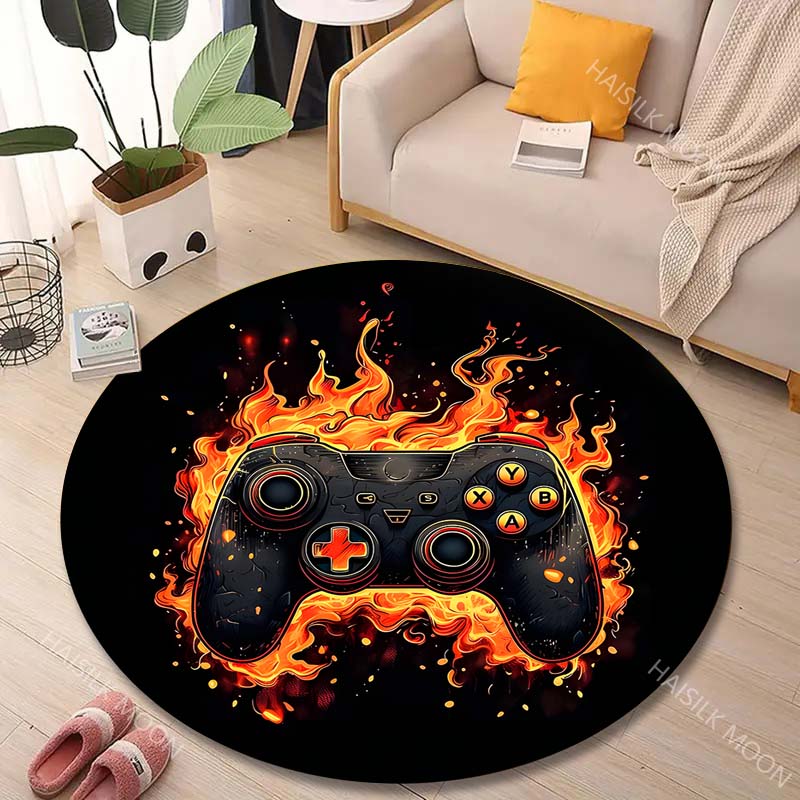 Multiple Sizes Game controller Print Round Rugs for Living Room Bedroom Floor Mats Kids Room Household Carpet Home Decor