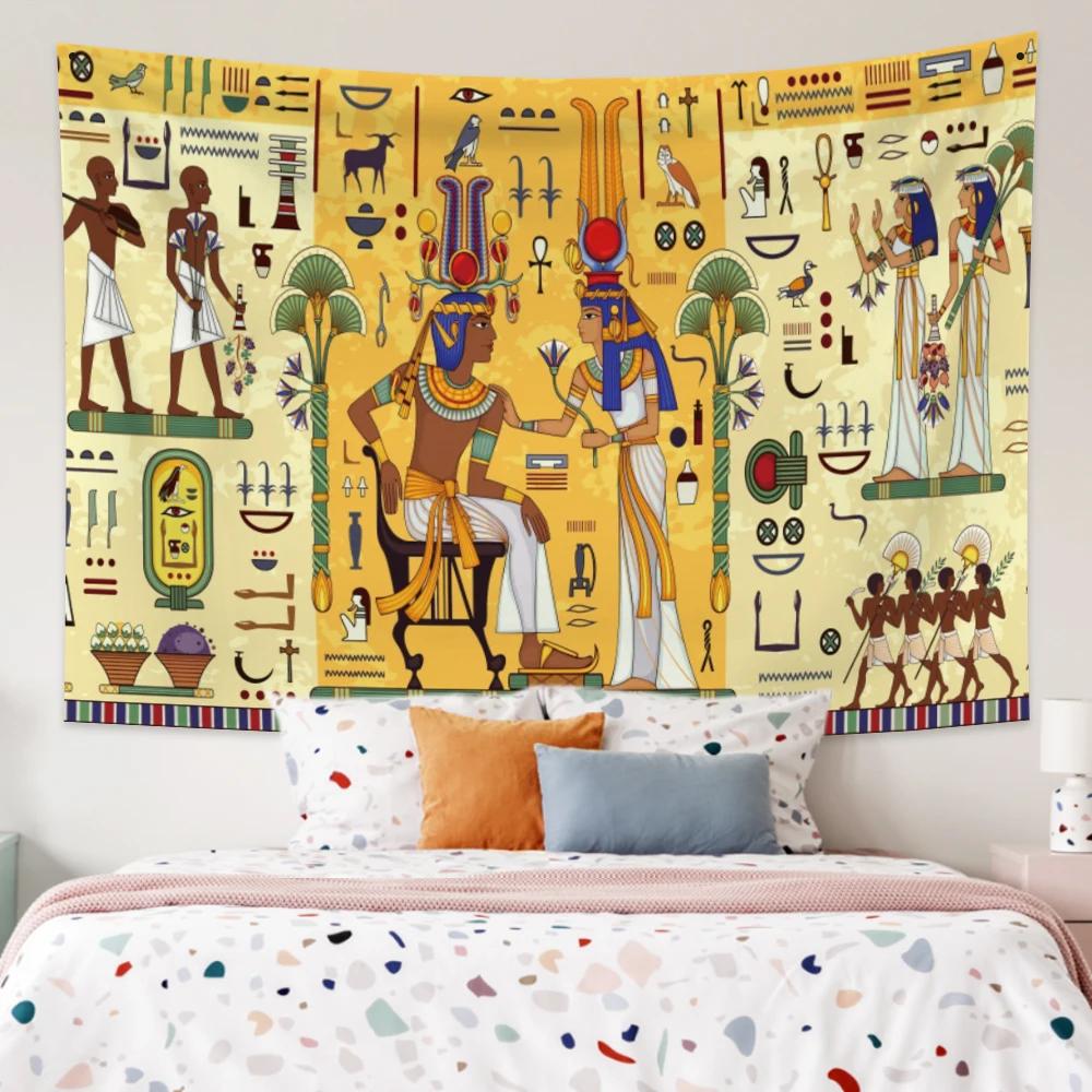 Ancient Egyptian Tapestry  Pharaohs  Hieroglyphics for Bedroom Decor Historical Style Enhance Your Space with Cultural Charm
