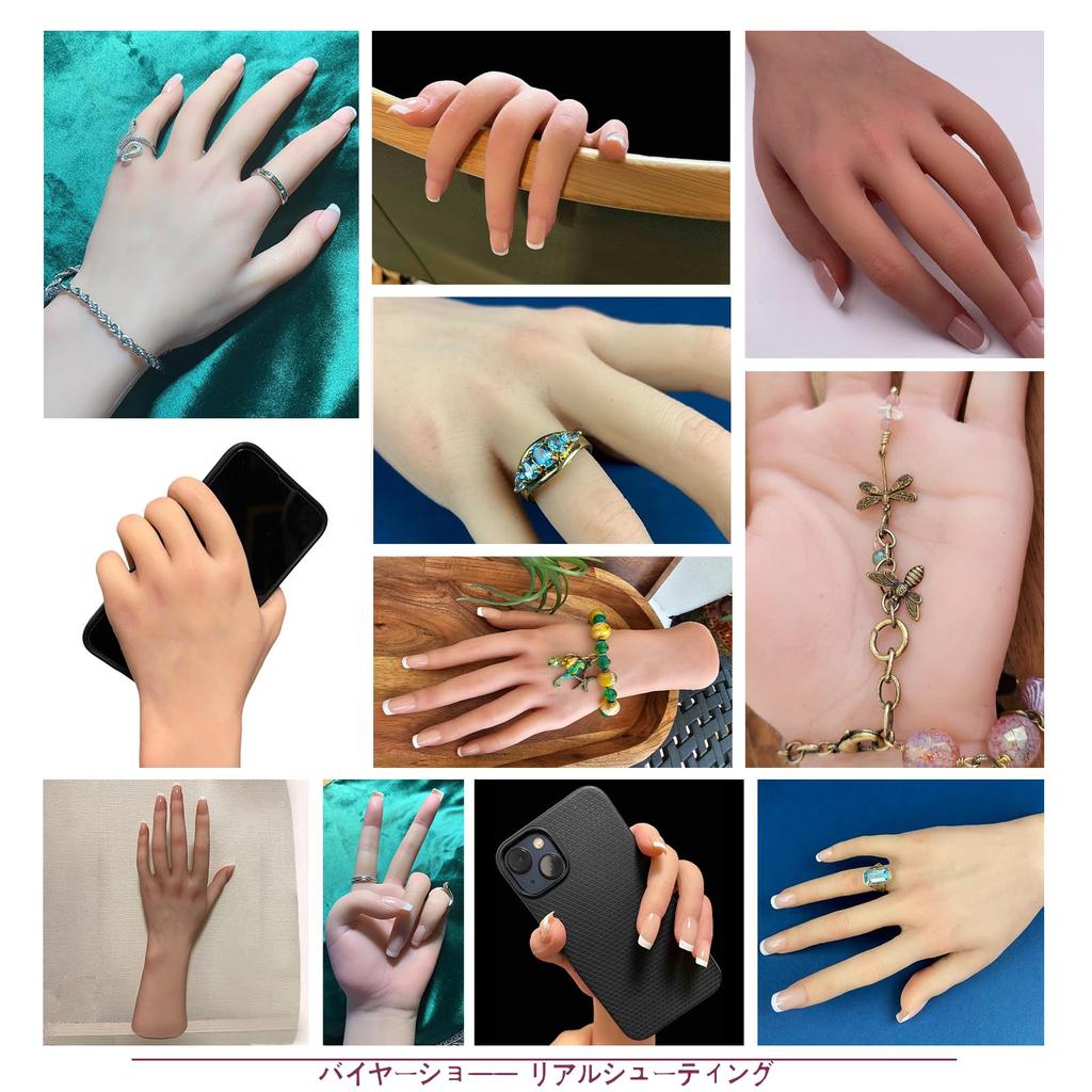 MOTLEYBEAN Silicone Hand Model with Skeleton, Articulated Hand with Palm Print and Veins, Ideal for Drawing, Painting, Jewelry Display, and More Reali