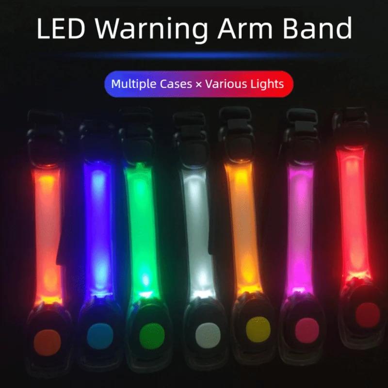 Led Flashing Arm Wrist Band Adjustable Wearable Night Warning Luminous Bracelet Night Running Equipment Outdoor Sports Running