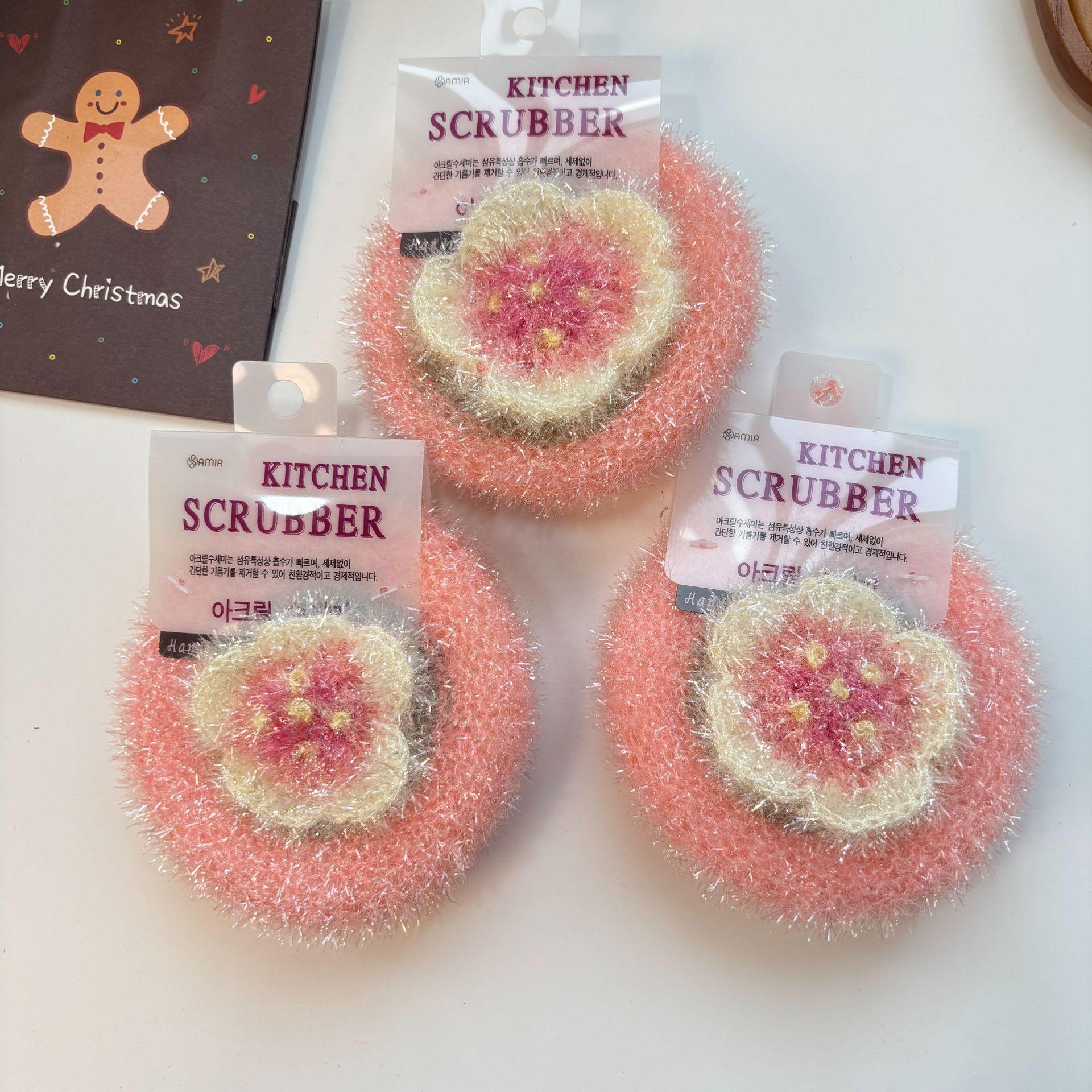 

Korean Cherry Blossom Dish Cloth Round Oil-proof Kitchen Cleaning Dish Washing Pad 3pcs 3pcs