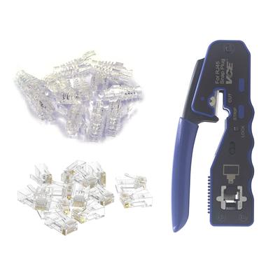 VCE GJ670BL RJ45 sıkma aleti penetrasyon tipi RJ45 konnektör koruyucu kapak CAT5 LAN için 25 + + çivi setinin önlenmesi sırasında kolay kesme