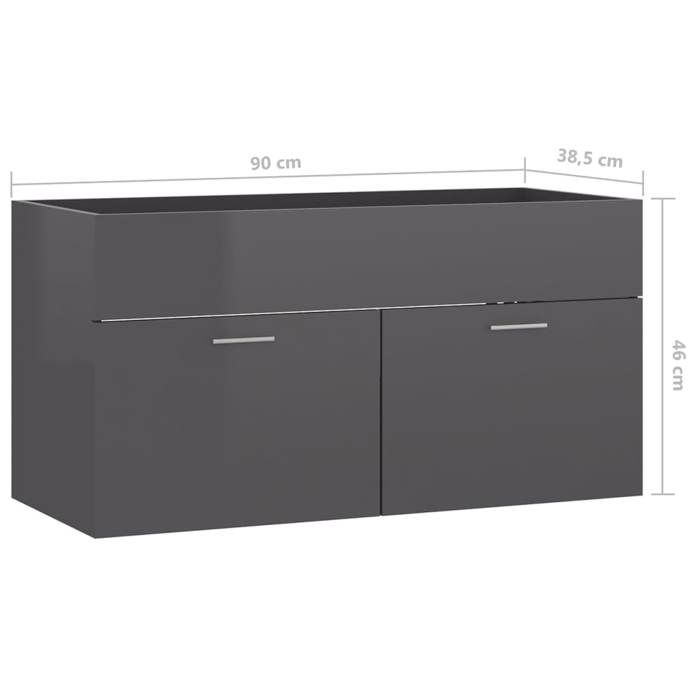 VidaXL Armoire d'Evier avec Lavabo Intégré Meuble de Rangement Placard de Salle de Bain Armoire de Rangement Toilette Gris 3071296