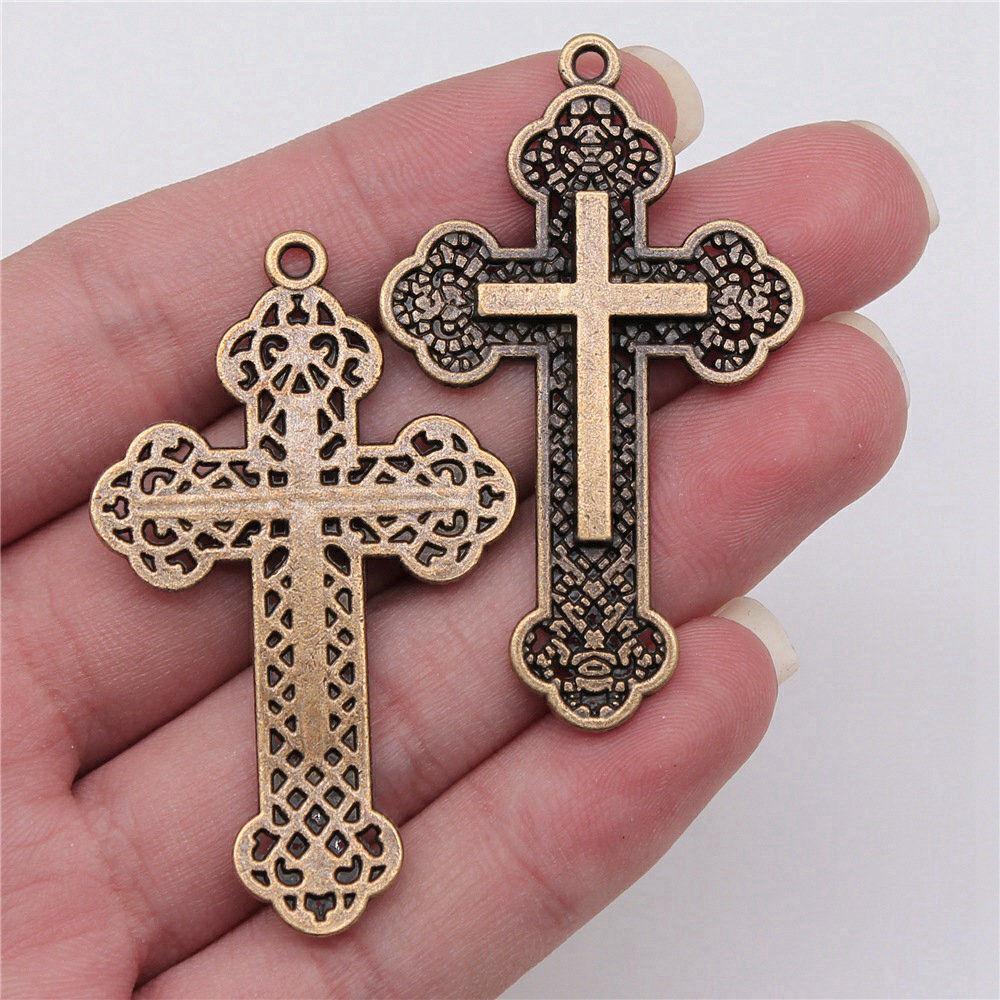 Large Crosses Detailed Religious Charm Antique Bronze Zinc Alloy Jewelry Making Supplies Necklace Making DIY Charms