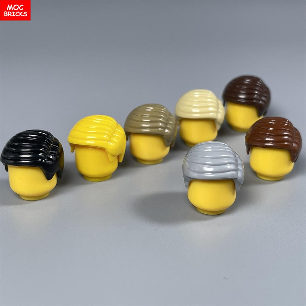 Non-Toxic 10Pcs Moc Bricks Male Hairs Side-Part 1011 4Cm Figure Body Wear Brown Black Compatible With Major Brand Building Blocks Toys