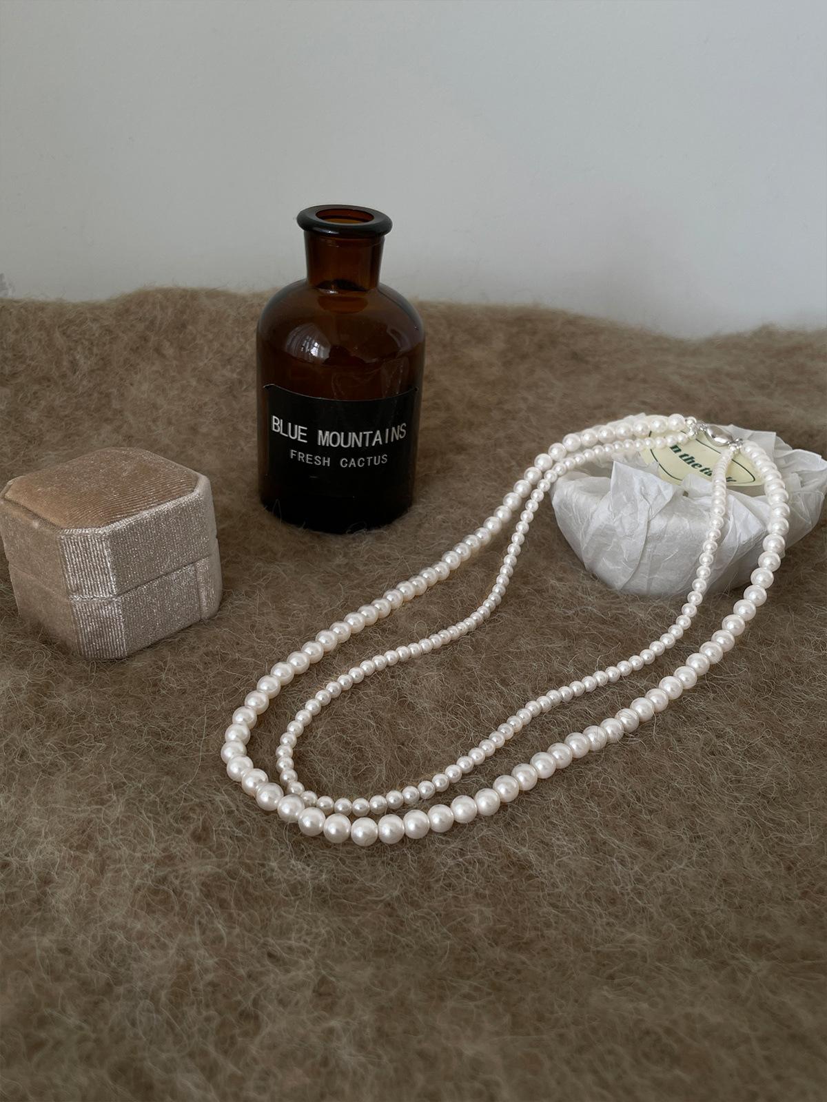 

Ретро жемчужное ожерелье изысканная двухслойная цепочка на шею из стерлингового серебра 925 пробы легкая роскошная высококачественная цепочка на ключицу 925 silver