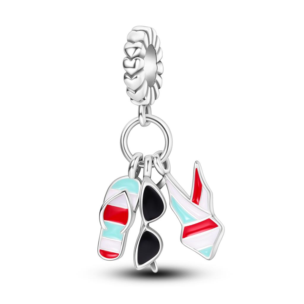 100% Real Copper Ocean Blue Sea Octopus Turtle Mermaid Charms Bead Fit Original Bracelet Plata Charms