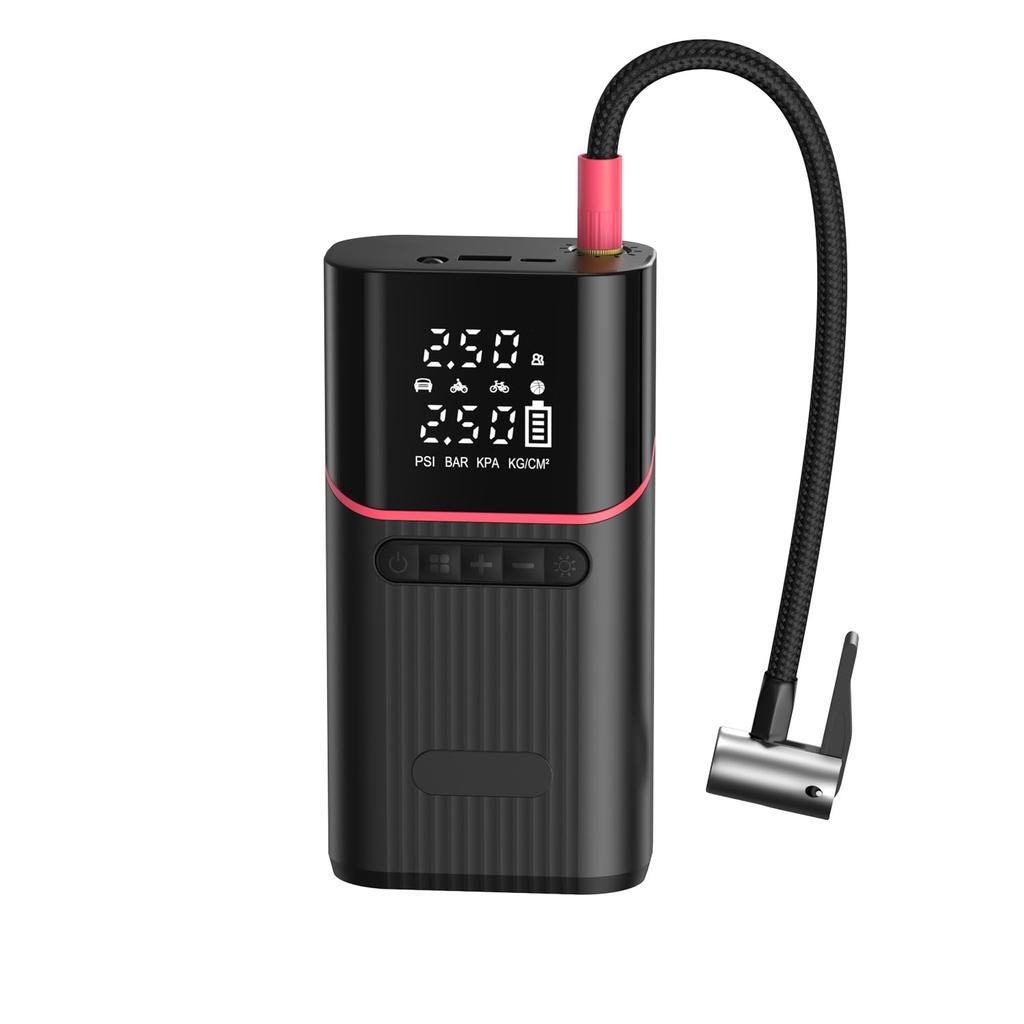 Electric Air Compressor with 7800mAh High-Capacity Battery, Fast Fill, Auto-Shutoff Function, Compatible with Presta, British, and American Valves, Ma