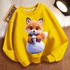 Cute Milk Tea Little Fox Round-neck Hoodie for Children, Fashionable Long-sleeved Casual Hoodie for Boys and Girls in Spring and Autumn