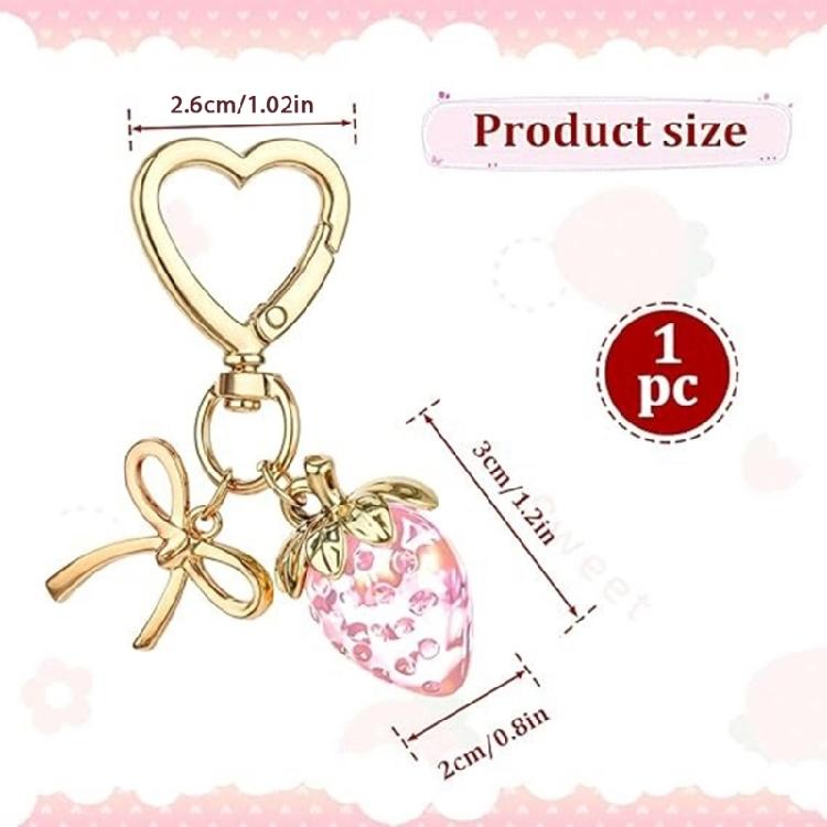 Elegant Strawberry Keychain Charm Pendant Convenient for Women Girls Fashionable Bag Charm with Heart Clasp Designs
