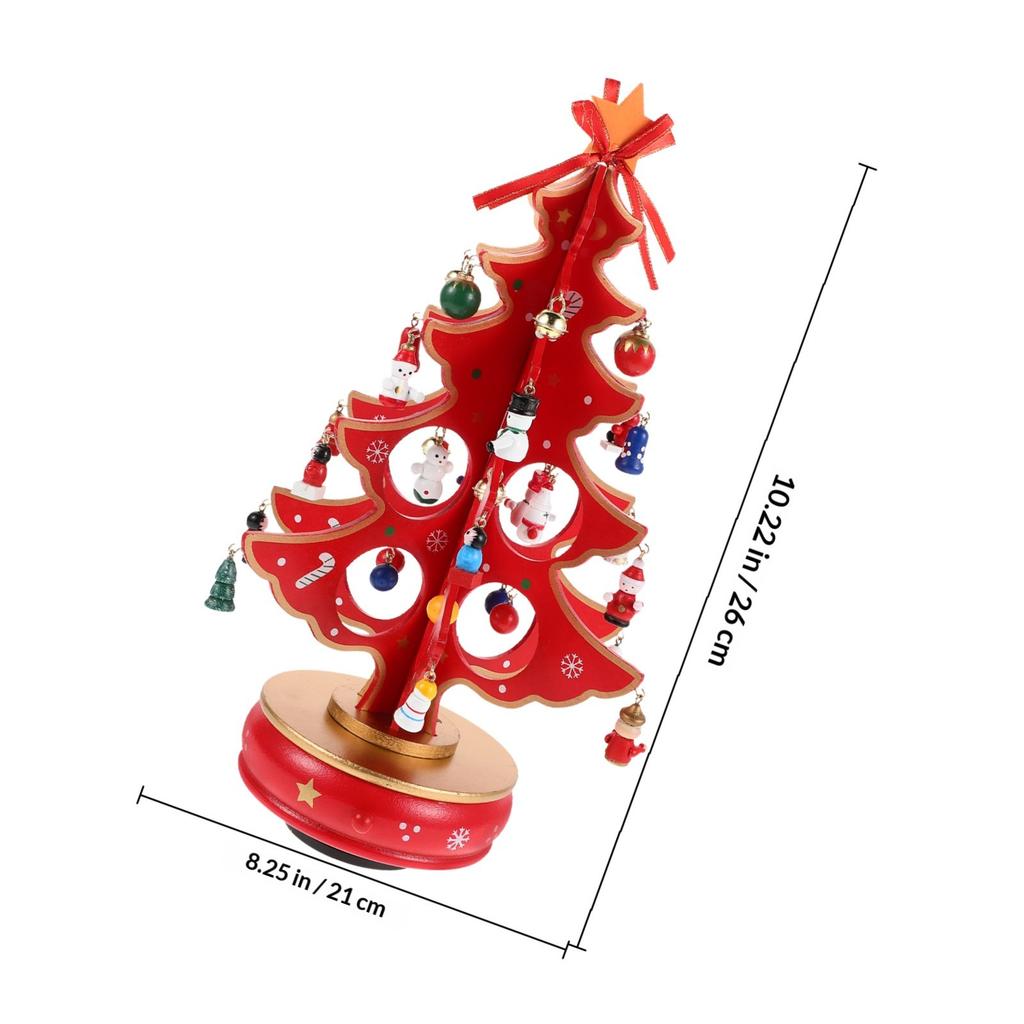 Christmas Tree Music Box Green Wooden Miniature Handcrafted Melody Decorative Item for Bedroom Living Room Use