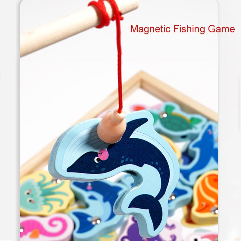Kleinkind Magnetisches Angelspiel Montessori Früherziehungsspiel Holzperlen Einfädelspiel Puzzlebrett für Kinder Geschenke Alter 3+
