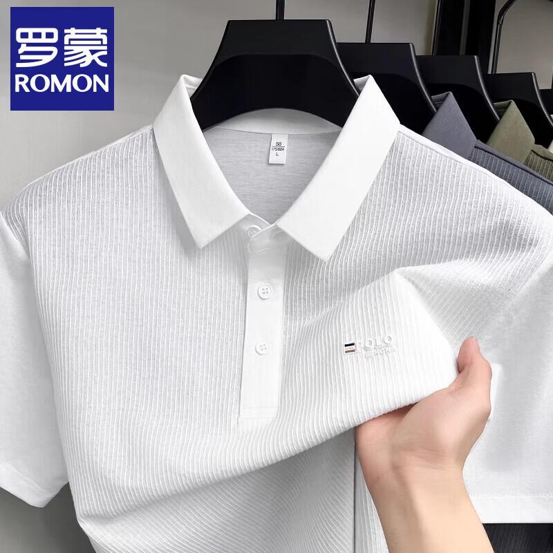 Romon Men s Striped Polo T-Shirt L