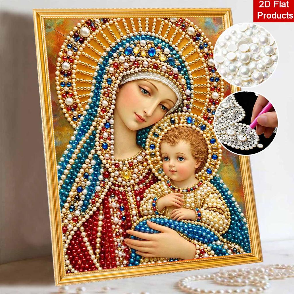 DIY 3D Pearl Diamond Painting Art Set Religious Madonna Home Decor Art Set Wall Art