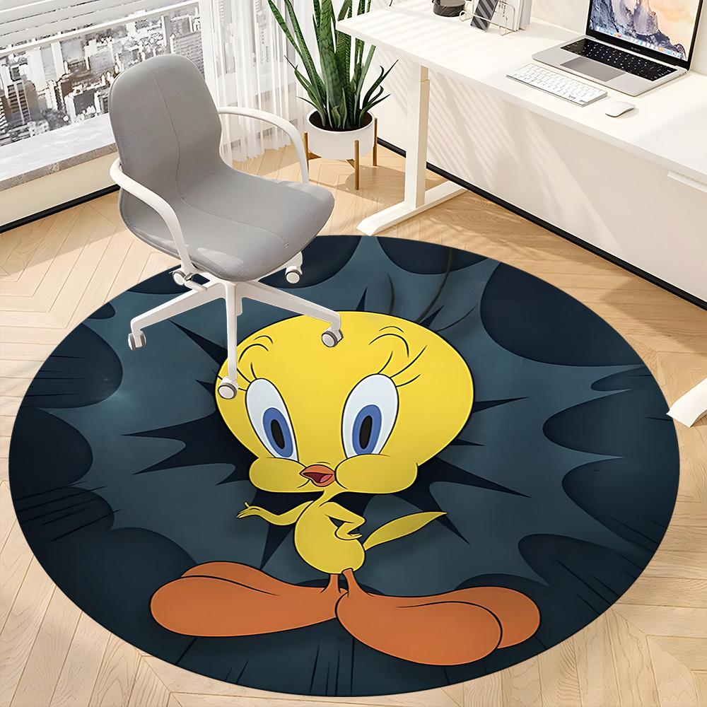 1PC Looney Tunes Tweety Office Round Area Rug, Indoor Mat Suitable For Office, Under Office Chairs Bedroom Living Room Home Decor DT1212056
