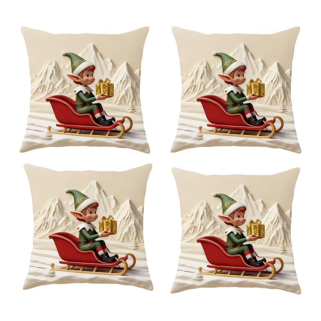 Christmas Throw Pillowcase, Christmas Home Decoration Pillow Cover, Set Of 4