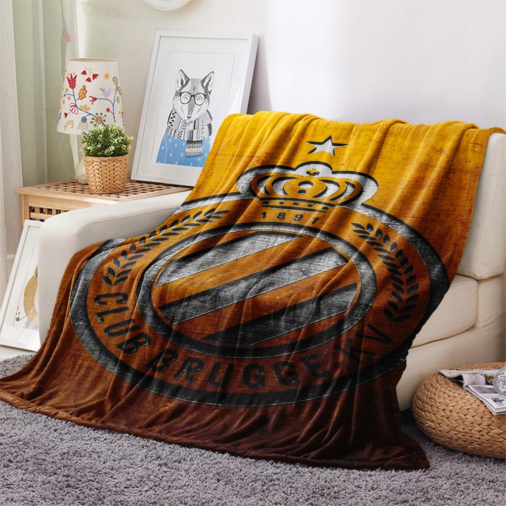 1Pc Club Brugge K V Print Flannel Blanket, High quality Comfortable for All Seasons, Home Decor, Warmth and Comfort, Perfect for Christmas Gifts