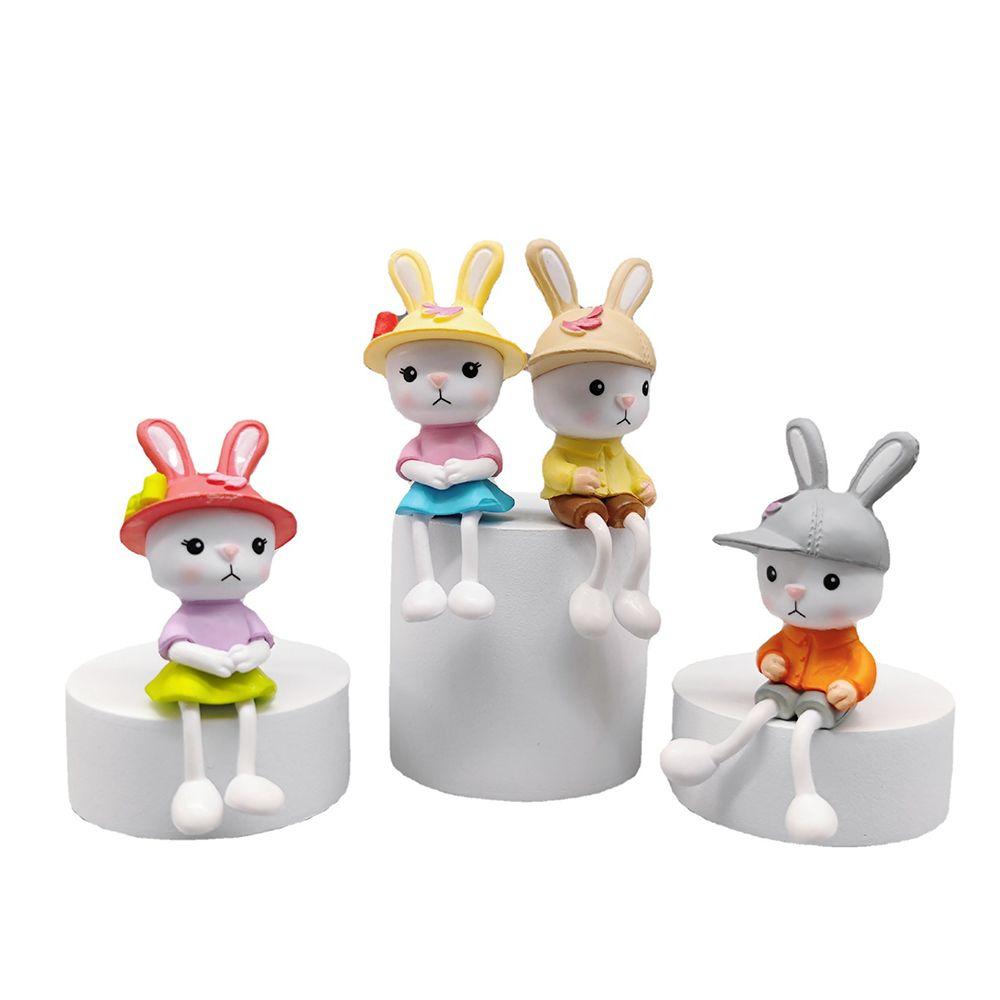 

4PCs Craft Garden Ornament Cute DIY Long Legged Bunny Miniature Rabbit Figurine Micro Landscaping