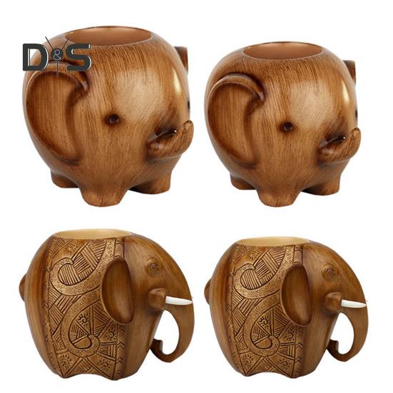 Elephant Pen Holder Resin Desktop Mascot Animal Figurine Storage Cup Makeup Organizer for Office Home School Decor
