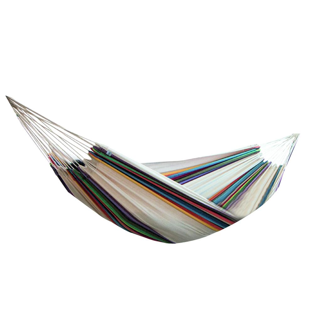 Canvas Single Hammock Striped Hammock Travel Swing for Camping Outdoor/Indoor Patio Backyard