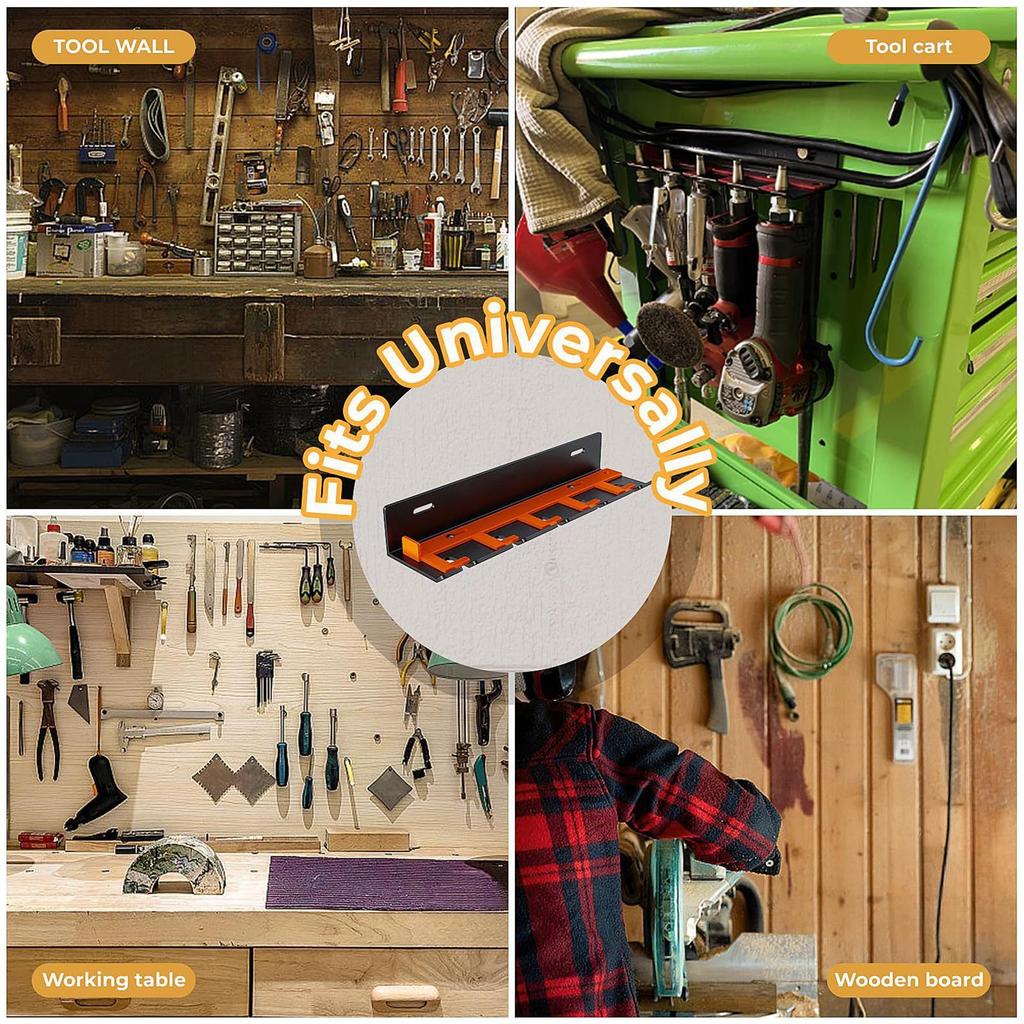 Air Tool Organizer Wall-Mounted 5 Slots Shelf Air Tool Storage Rack For Electric Gadgets Drill Screwdriver Grinder Garage Studio