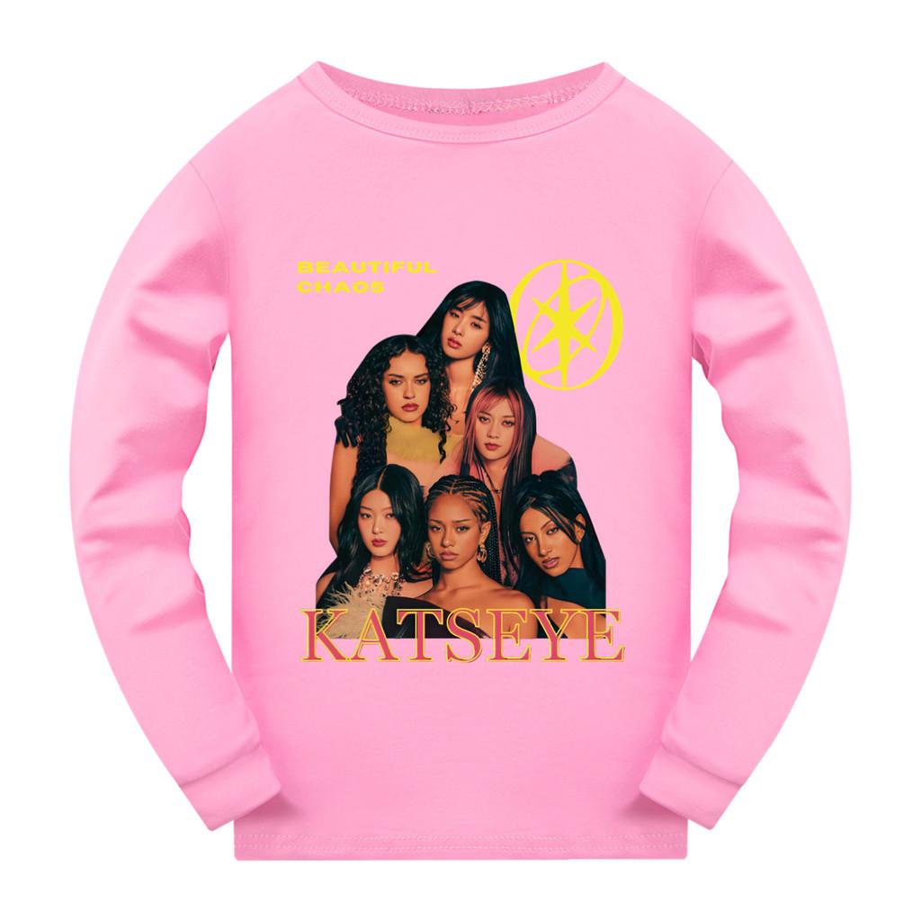 5346 Mädchen Kinder KATSEYE Print Rundhals Langarm T-Shirt