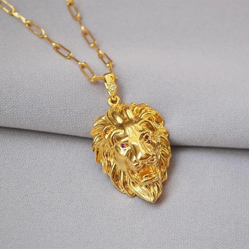 

Ожерелье LONDANY в европейском и американском стиле ретро, ​​крутой хип-хоп, панк-рок, кулон с головой льва, ожерелье, цепочка-свитер