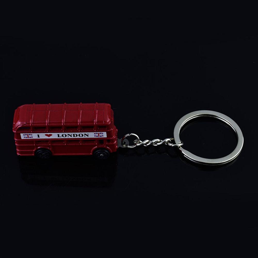 Exquisite Creative Red Bus Model Key Holder Key Ring Souvenir Key Chain