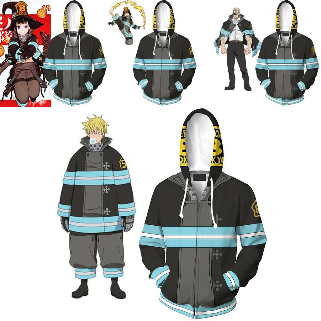 Anime Enn Enn No Shouboutai Fire Force sweat à capuche Firesoldier veste manteau Costumes