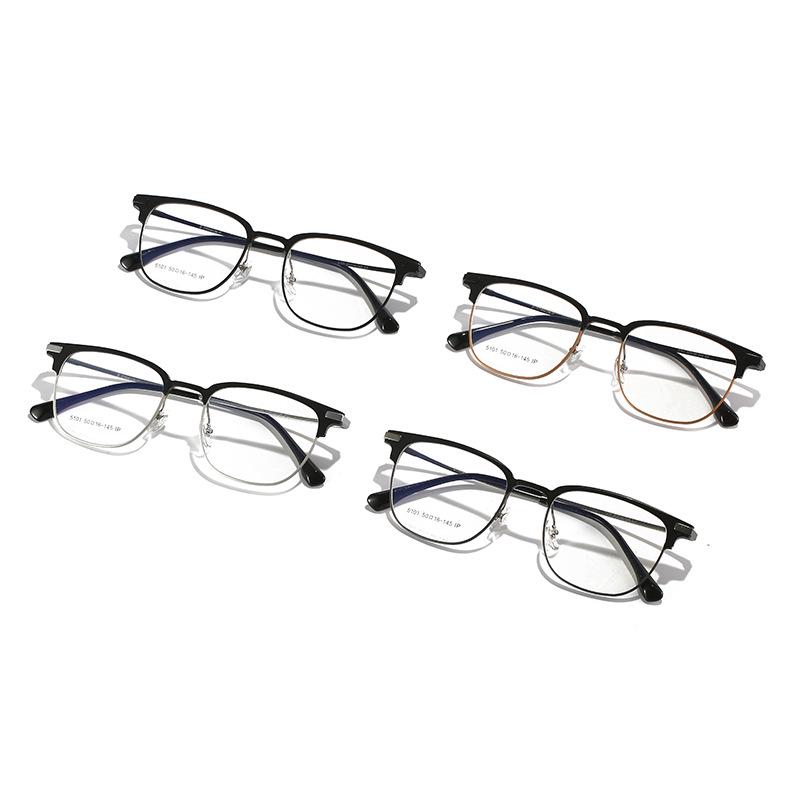 Exquisite Dual-Color Aluminum-Magnesium Frame Glasses with Titanium Anti-Blue Light Myopia Lenses (Model 5101)