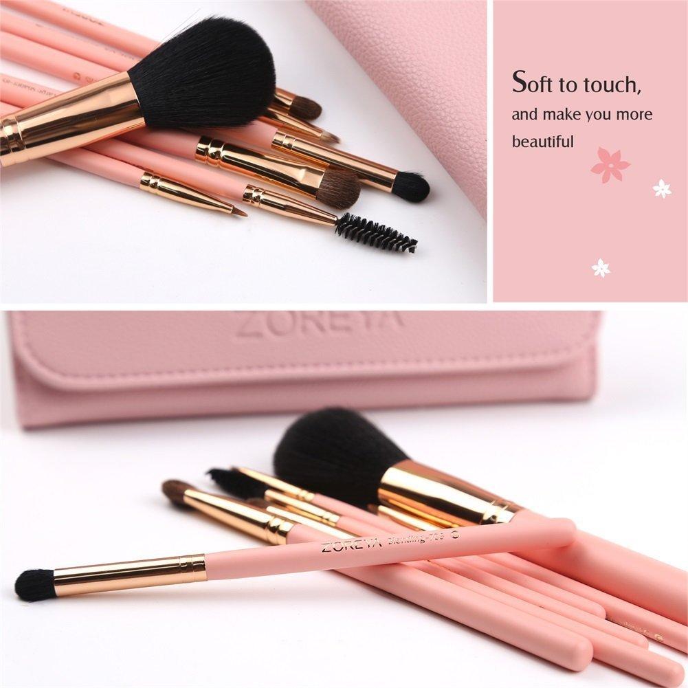 Cute makeup brush set with a dedicated makeup pouch pink 10-piece (7 brushes)