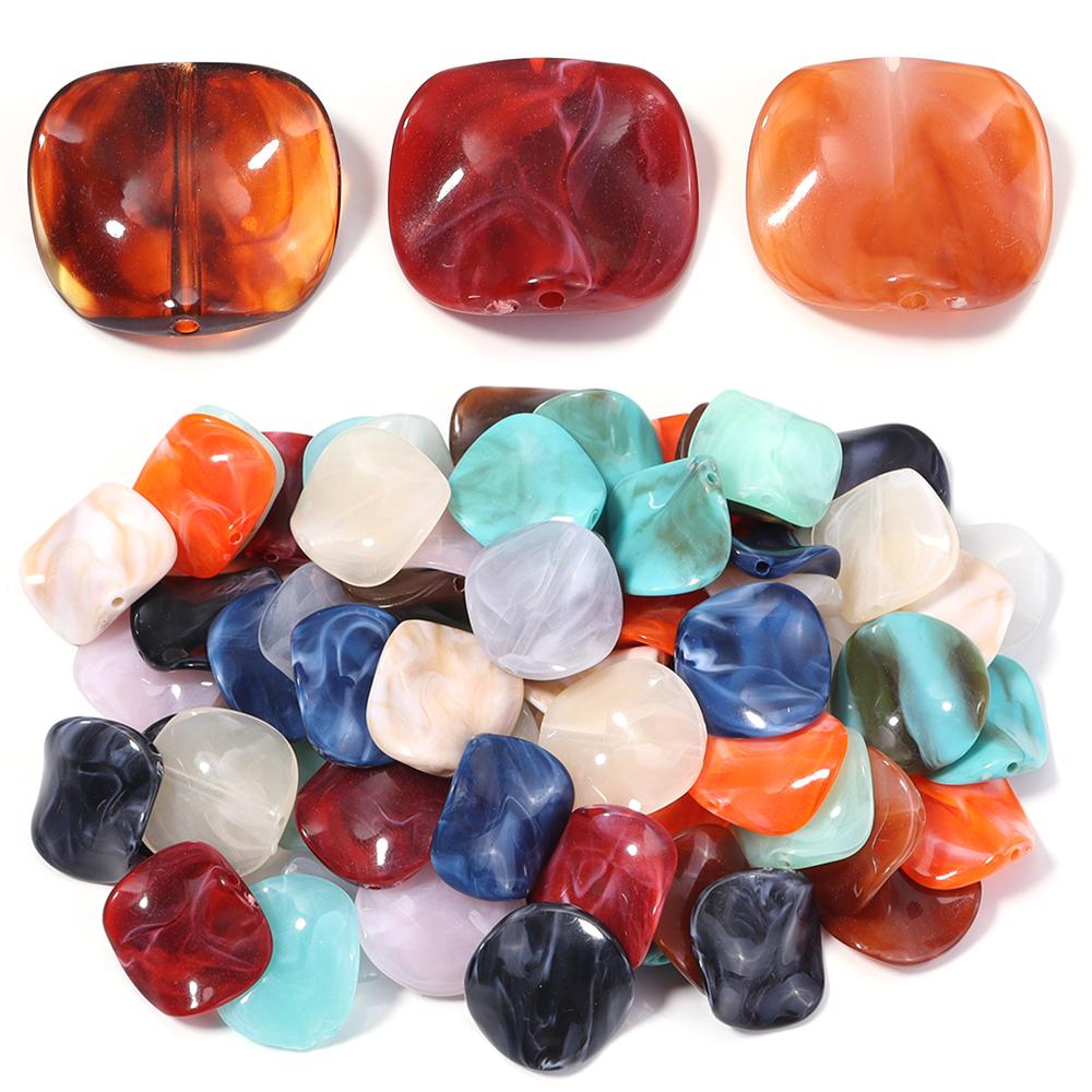 20pcs Irregular Double Colors Acrylic Beads for Jewelry Making Round Wave Meteorite Loose Spacer Beads DIY Bracelet Necklace